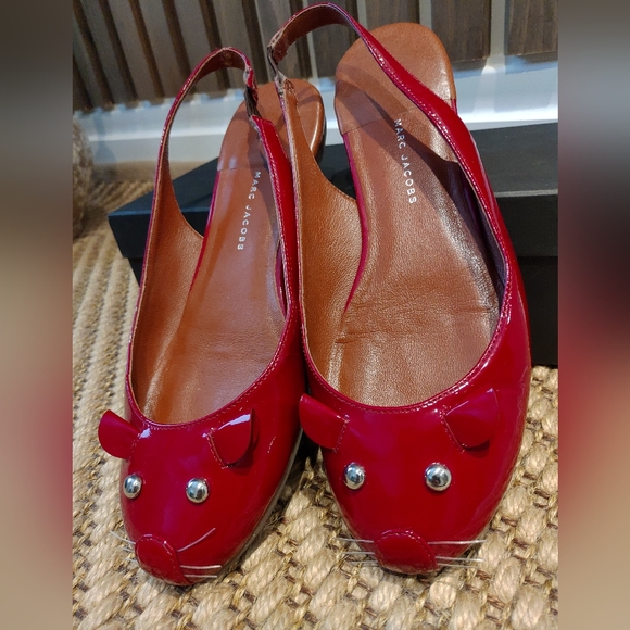 Marc Jacobs mouse leather sling back flats - Picture 2 of 8